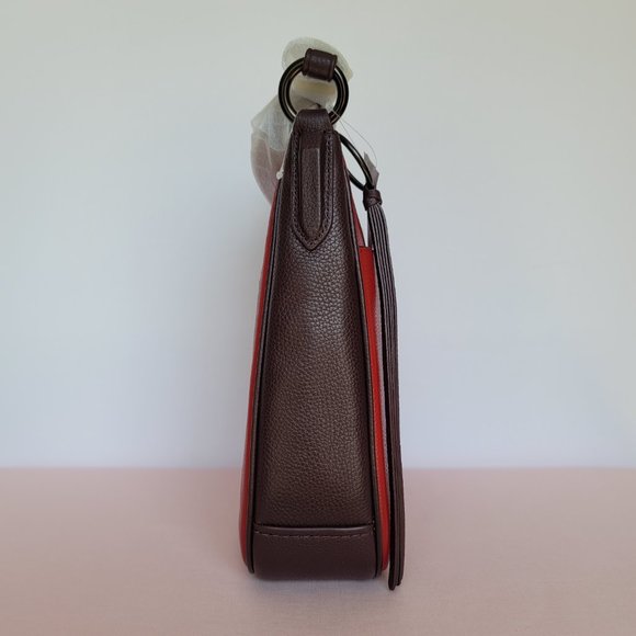 COACH Chaise Colorblocked Pebbled Leather Crossbody- Brick Red Multi-color ⭐ - Picture 7 of 16